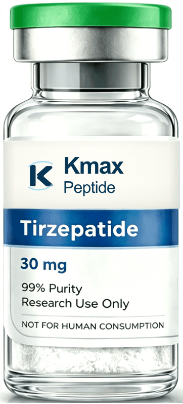 Kmax Tirz research peptide vial